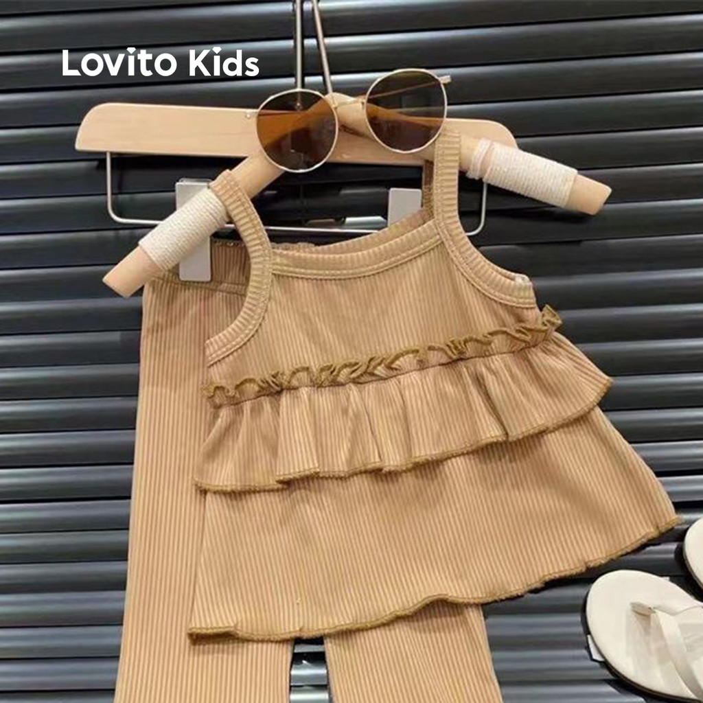 (NEW) Lovito Kids Girl Casual Pants Sets Ruffle Tiered Layer Spring ...