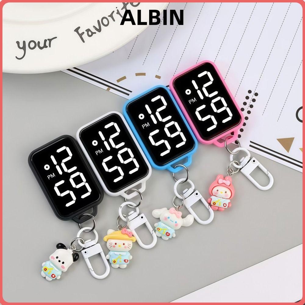 ALBIN Mini Keychain Pocket Watch, Digital Display Square Electronic ...