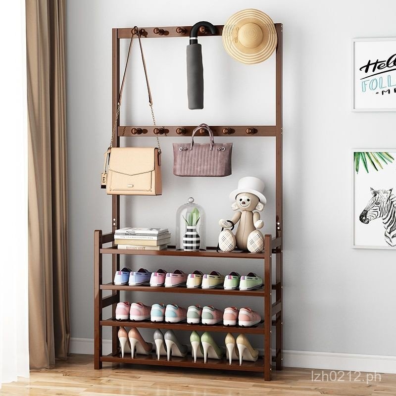 Simple Shoe Cabinet Shoe Rack Doorway Storage Rack Multi-layer Maple ...