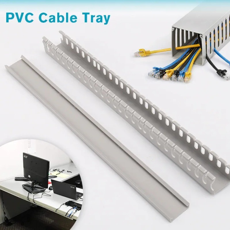 PVC Open Slot Wiring Raceway Duct Hide Under Desk TV Computer Power ...