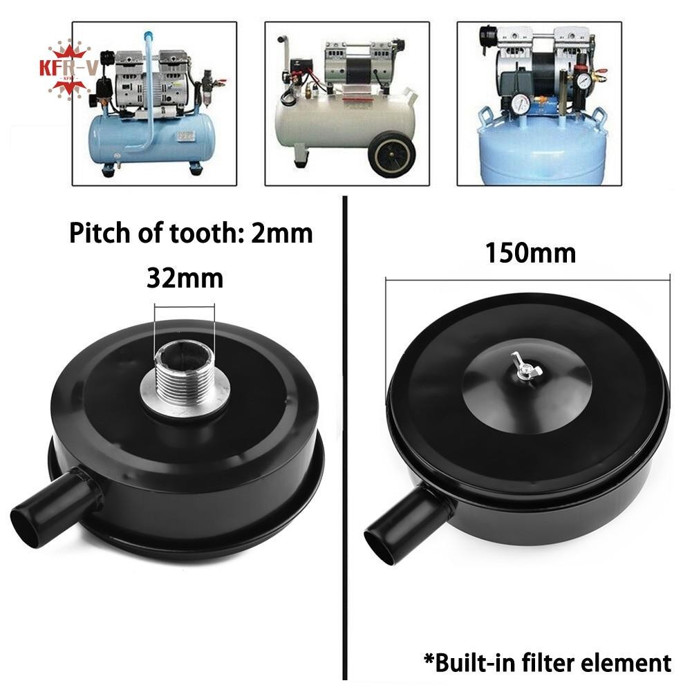 32mm Male Threaded Air Compressor Intake Silencer Filter - 150mm Shell ...