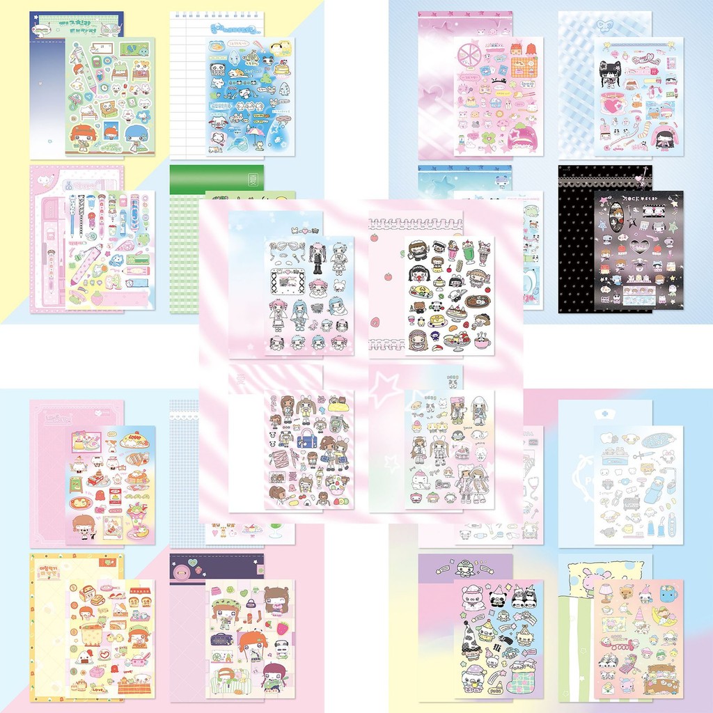 Stickers Cute Girl Flat Replacement Stickers ins Cuckoo Card DIY ...