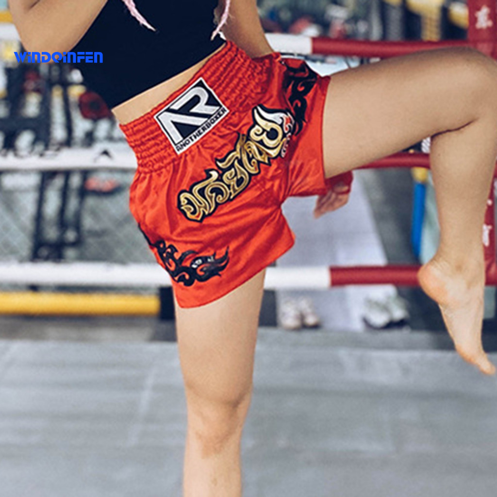 SHINROAD Kinder Muay Thai Shorts Boksshorts Elastisch Ademend Muay Thai Koord Design Kickboxen Shorts voor Mannen