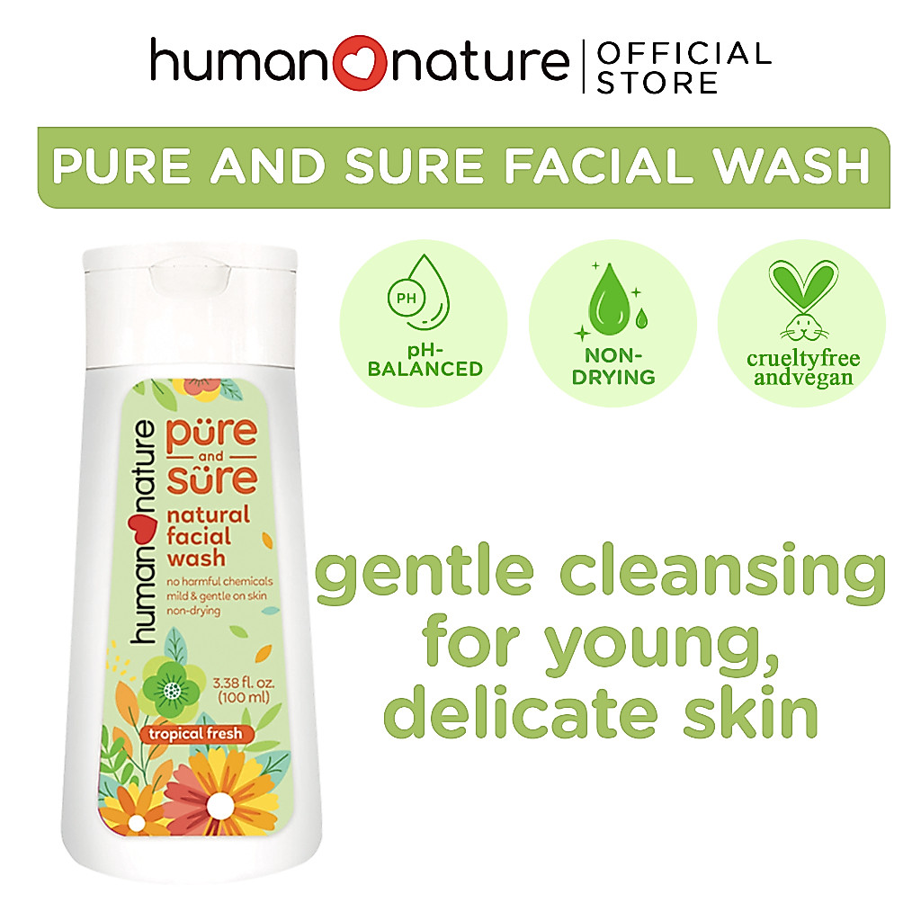Human Nature Pure and Sure Facial Wash Gentle Cleansing Fresh Soft Skin ...
