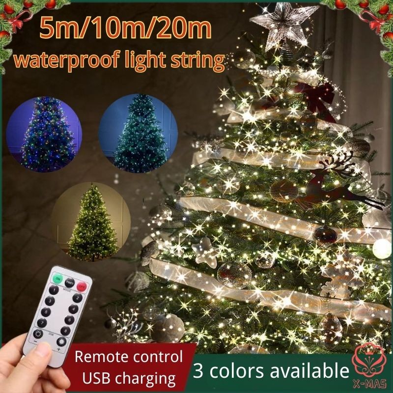 5M/10M/20M Christmas String light Remote control Waterproof USB Charge ...