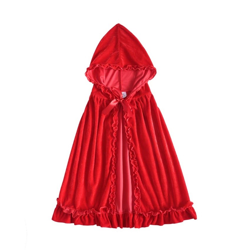 COD Velvet Lace Santa Little Red Riding Hood Cloak Costume Cloak Hat ...