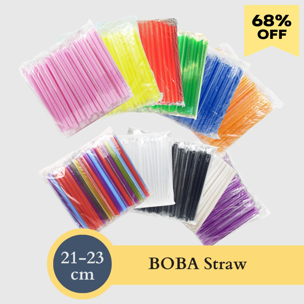 Thin/ Boba Straw Individual Wrapped 21 23 Cm 100 Pcs Pack | Shopee ...