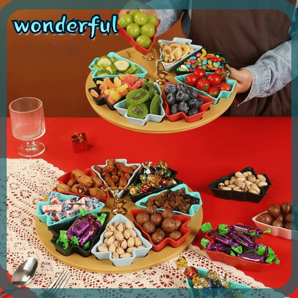 WONDER Christmas Tree Tray, PP 5/8 Grid Divided Appetizer Tray ...