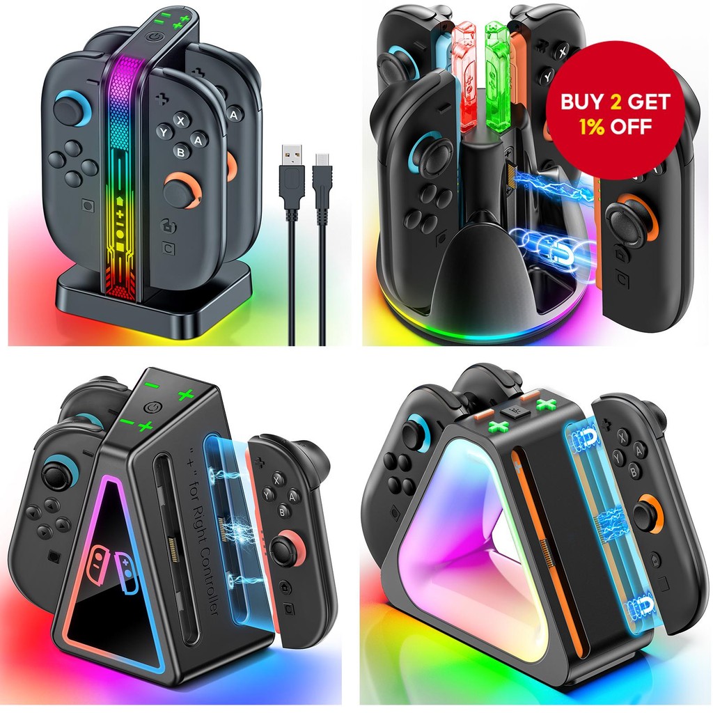 4 IN 1 Joycon Controller Charger for Nintendo Switch, 2-2.5H Fast ...