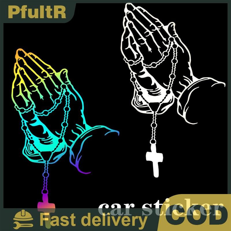 [KICO] Christian Praying Hands with Rosary Sticker Decal - Waterproof ...