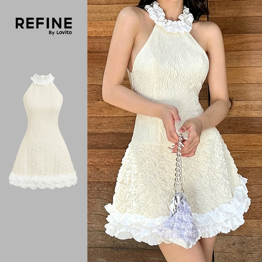 (Refine by Lovito) Women Casual Dress Frill Ruffle Hem Spring/summer ...