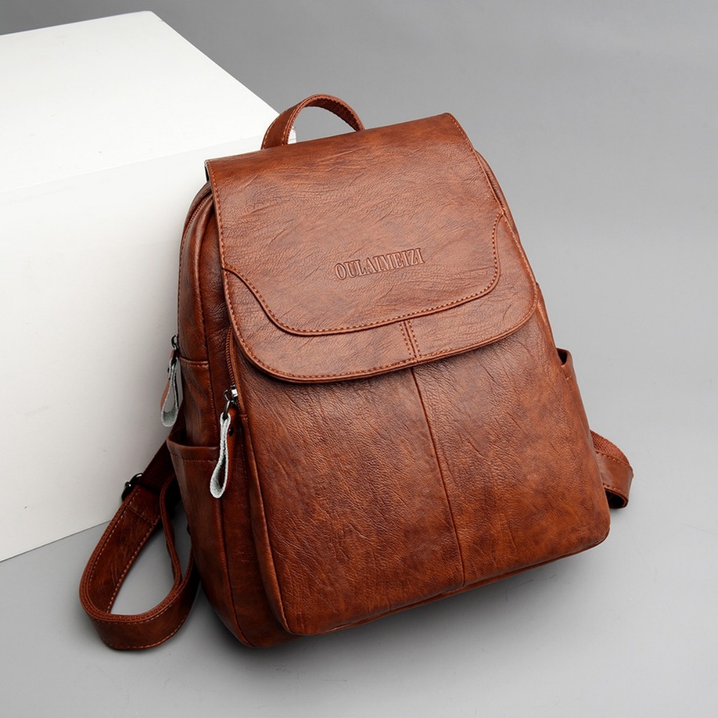 Solid Simple Flap Classic Backpack Backpack Daily Casual | Shopee ...