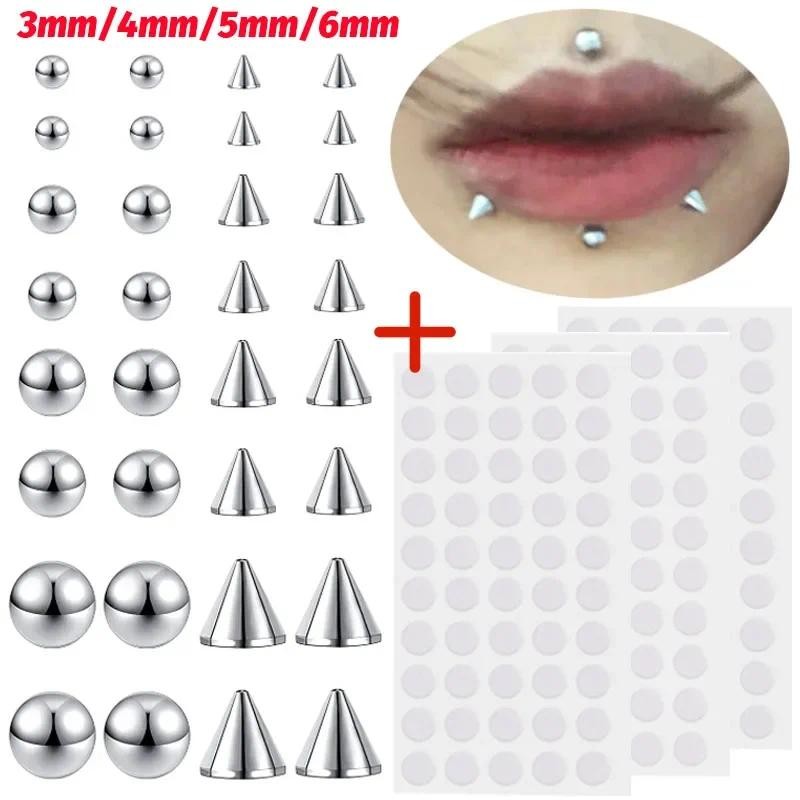Fake Piercing Nose Ring Stud Sticker Pack Fake Eyebrow Lips Non ...