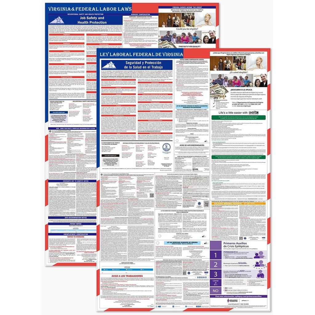 2025 Virginia State and Federal Labor Laws Poster – OSHA Compliant ...