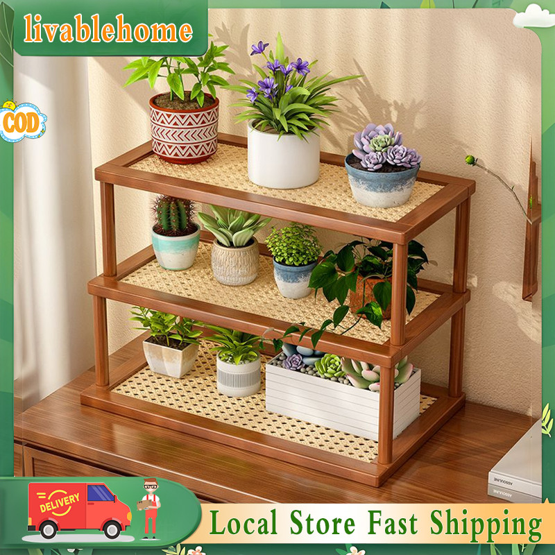 2/3 Layer Desktop Succulent Flower Rack Simple Multi-layer Wooden ...