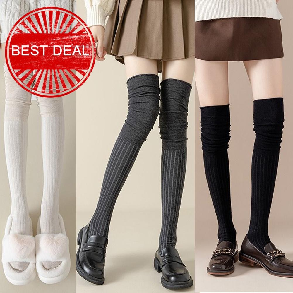Knee Socks Thin Long Tube Stacking Socks Women's High Solid Tube ...