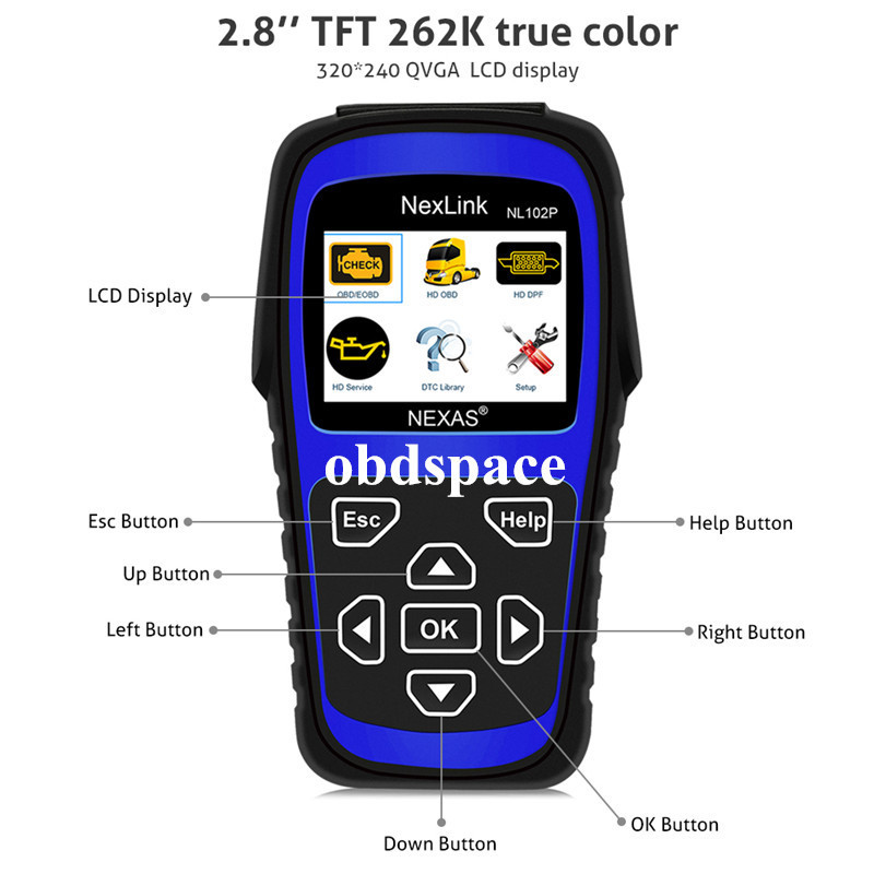 NexLink NL102P Heavy Duty Truck and Car Diagnostic Tool – 2-in-1 OBD2 ...