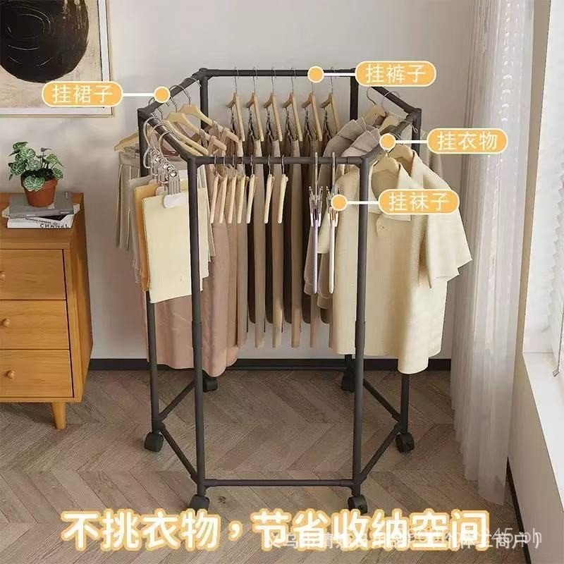Balcony Clothes Rack with Wheels Rotating Clothes Drying Rod Outdoor ...