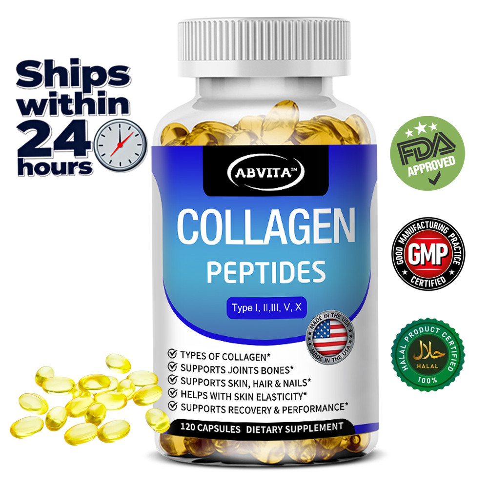 Collagen Peptides Capsules 1800mg 5 Types (I,II,III,V,X) , Skin, Hair ...