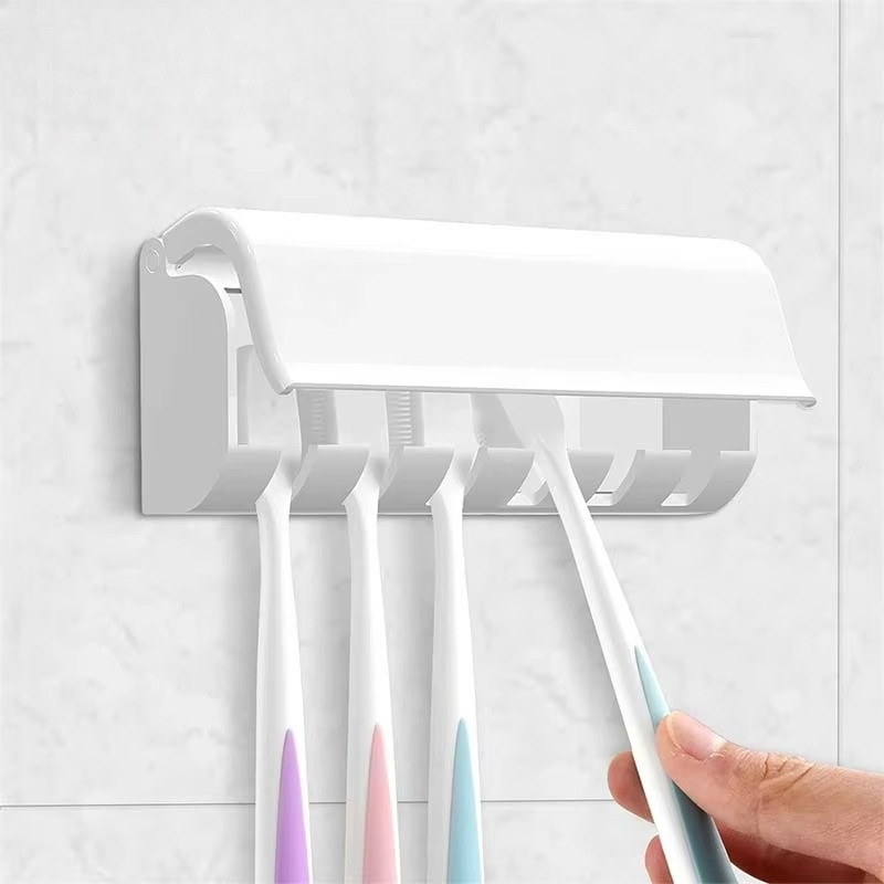 Wall Mounted Toothbrush Holder / No Punching Toothpaste Storage Rack ...
