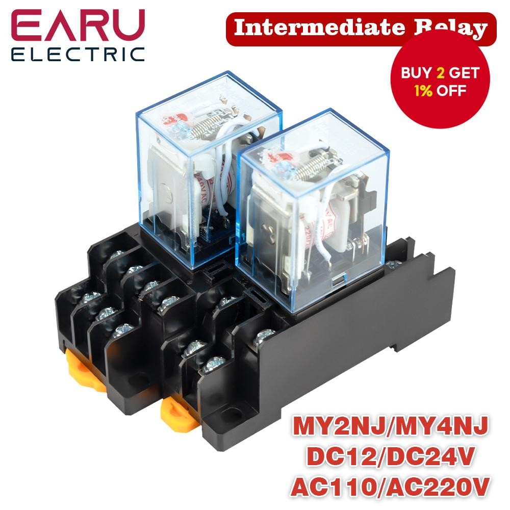 MY2NJ DIN Rail Small Electromagnetic Relay Coil Power Relay DC12V DC24V ...