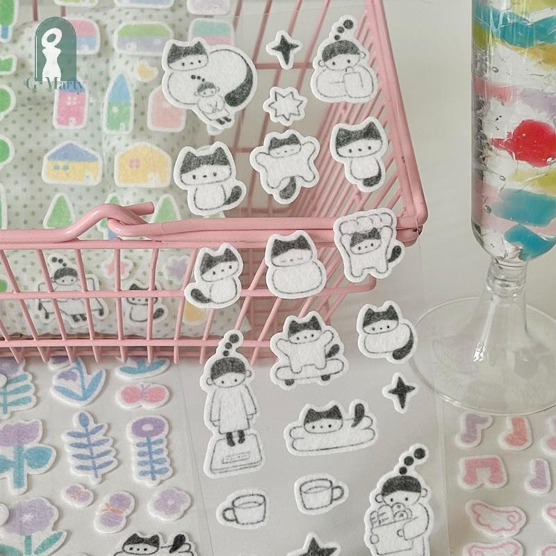GMARTY Cute Cartoon Cat Wing Notes 3D Felt Stickers Kawaii Deco ...