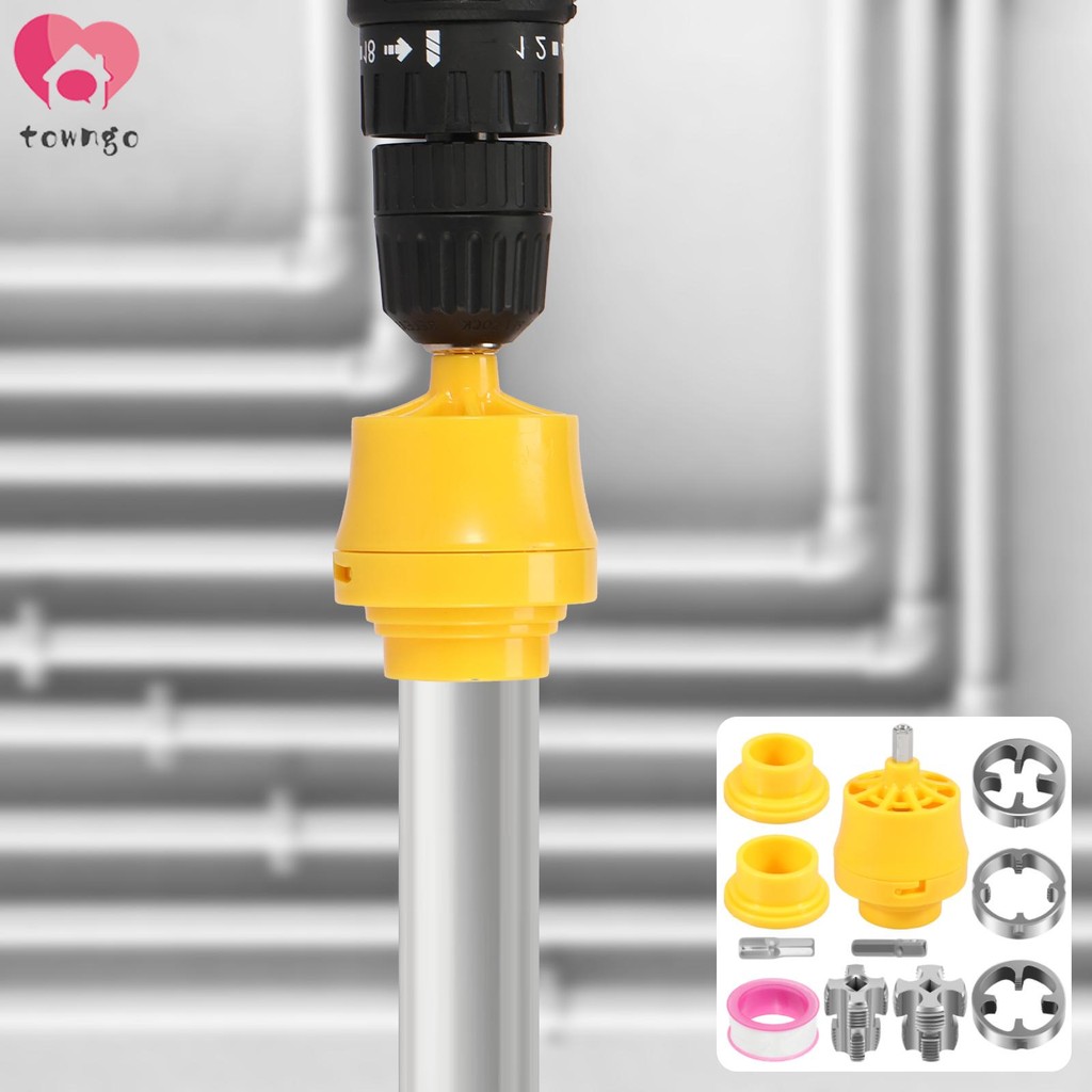 PVC Thread Maker Tool Precise Pipe Threader Kit with 3 Dies Plumbing ...