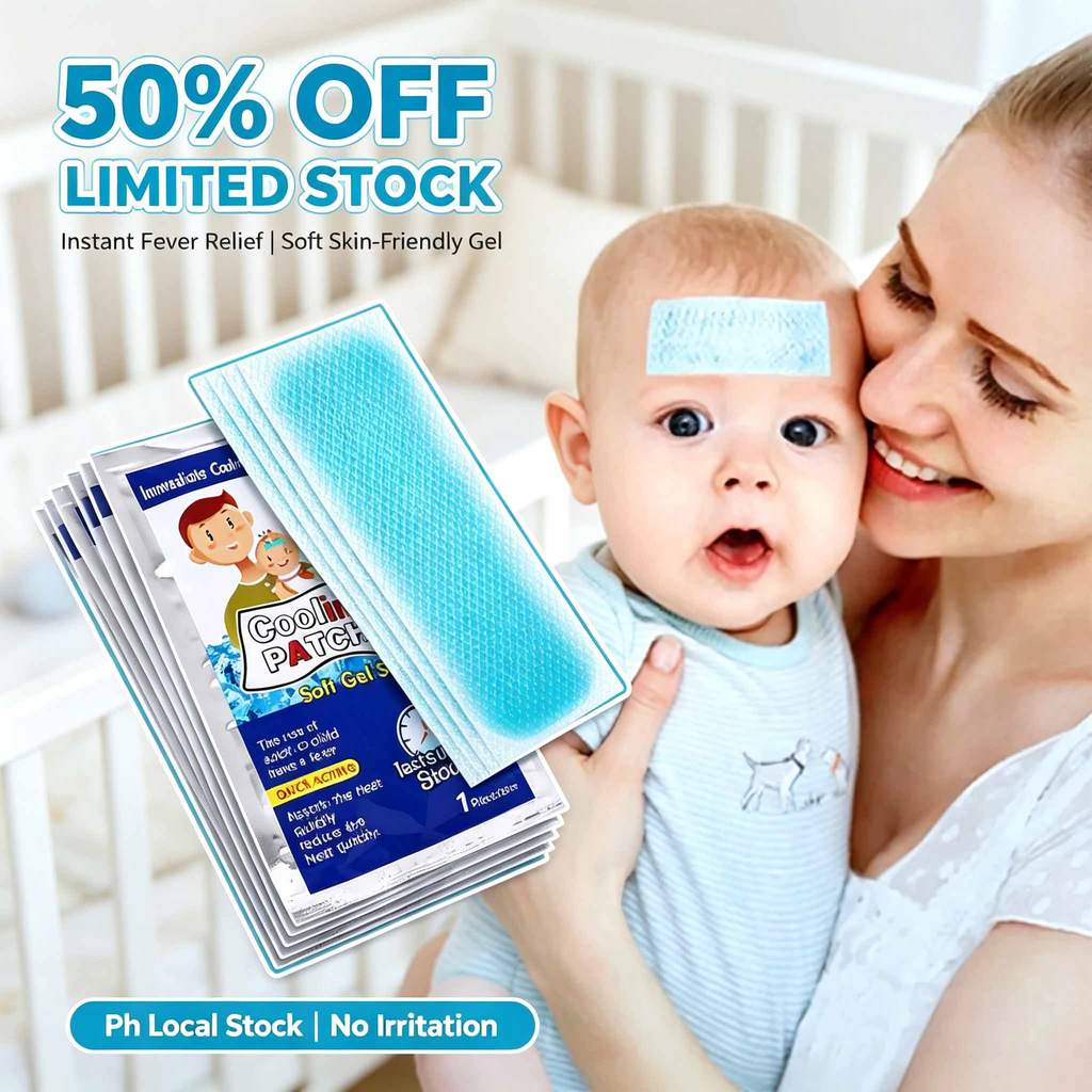 Physical Forehead Cooling Fever Gel Sticker 10Pcs Baby Ice Pad Kid ...