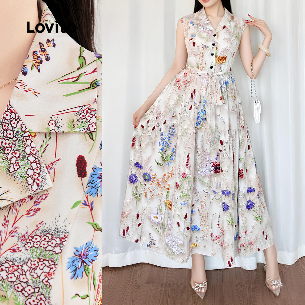 Lovito Casual Christmas/party Dress Zipper Button Front Spring/summer ...