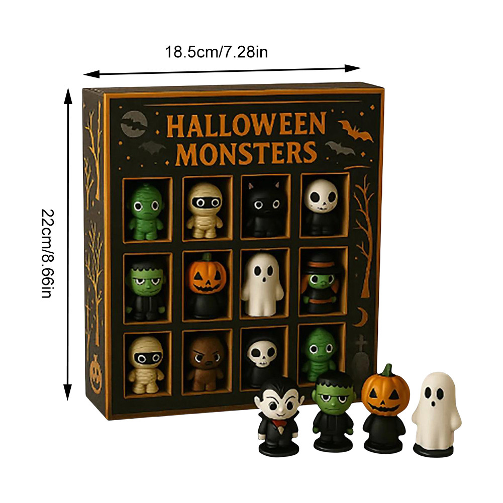 Halloween Advent Calendar with 12Pcs Collectible Doll Horror Figures ...
