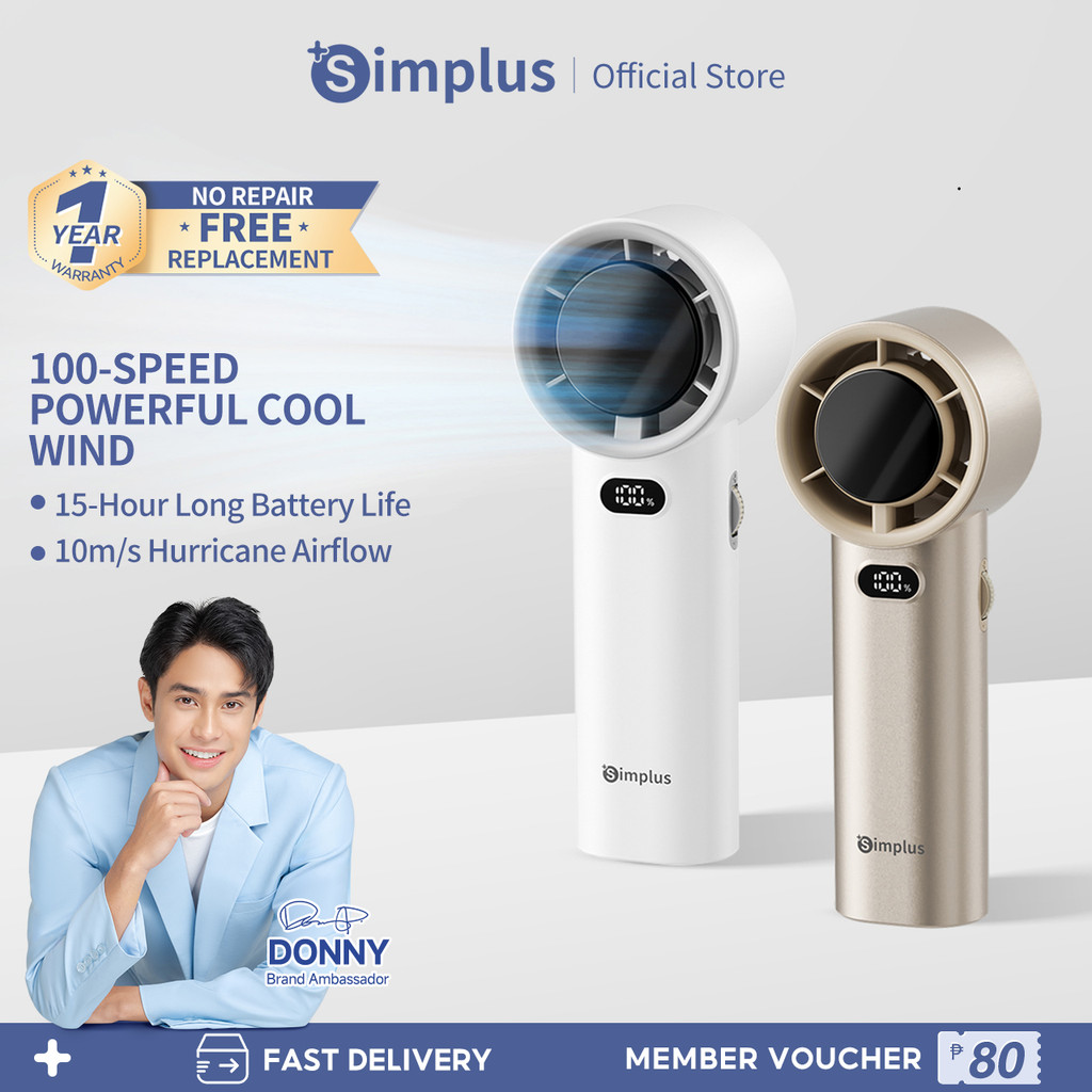 Simplus Handheld Mini Fan 10m/s High Speed 100 Stepless Speeds 15h ...