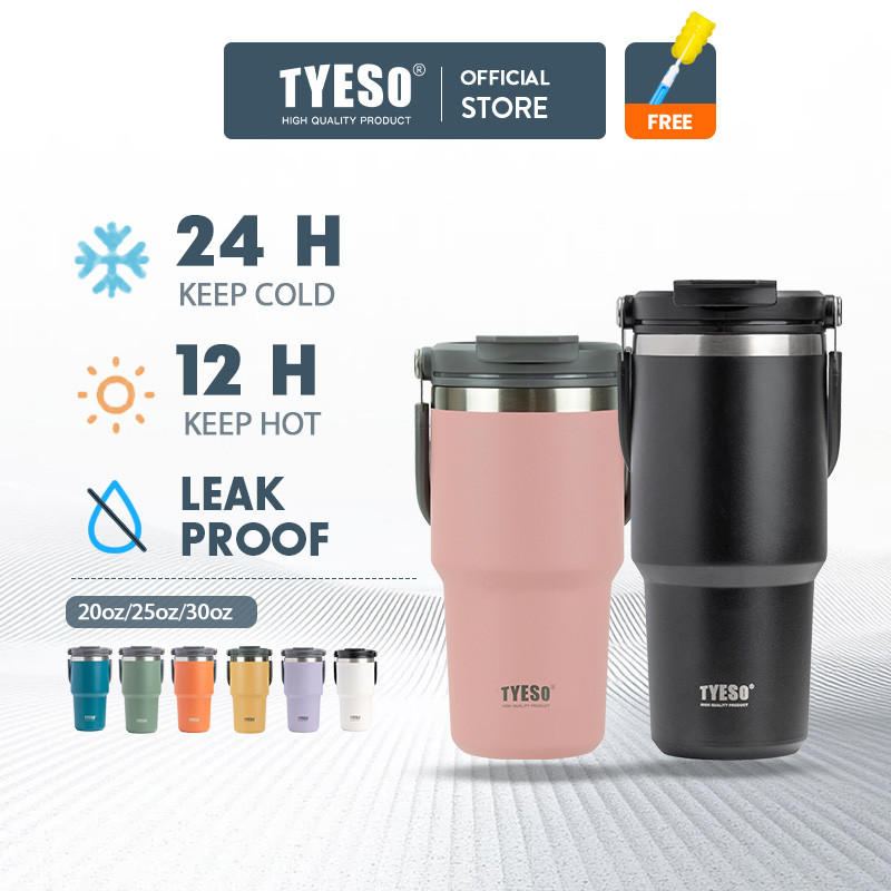 TYESO® Vacuum Insulated Tumbler Coffee Mug Leak Proof With handle/Straw  Stainless Steel Water Bottle Keep Cold/Hot 33#