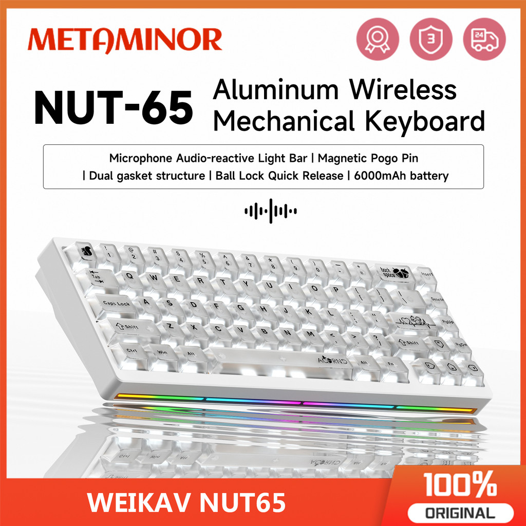WEIKAV Nut65 65% Aluminum Wireless Mechanical Keyboard 3mode Custom ...