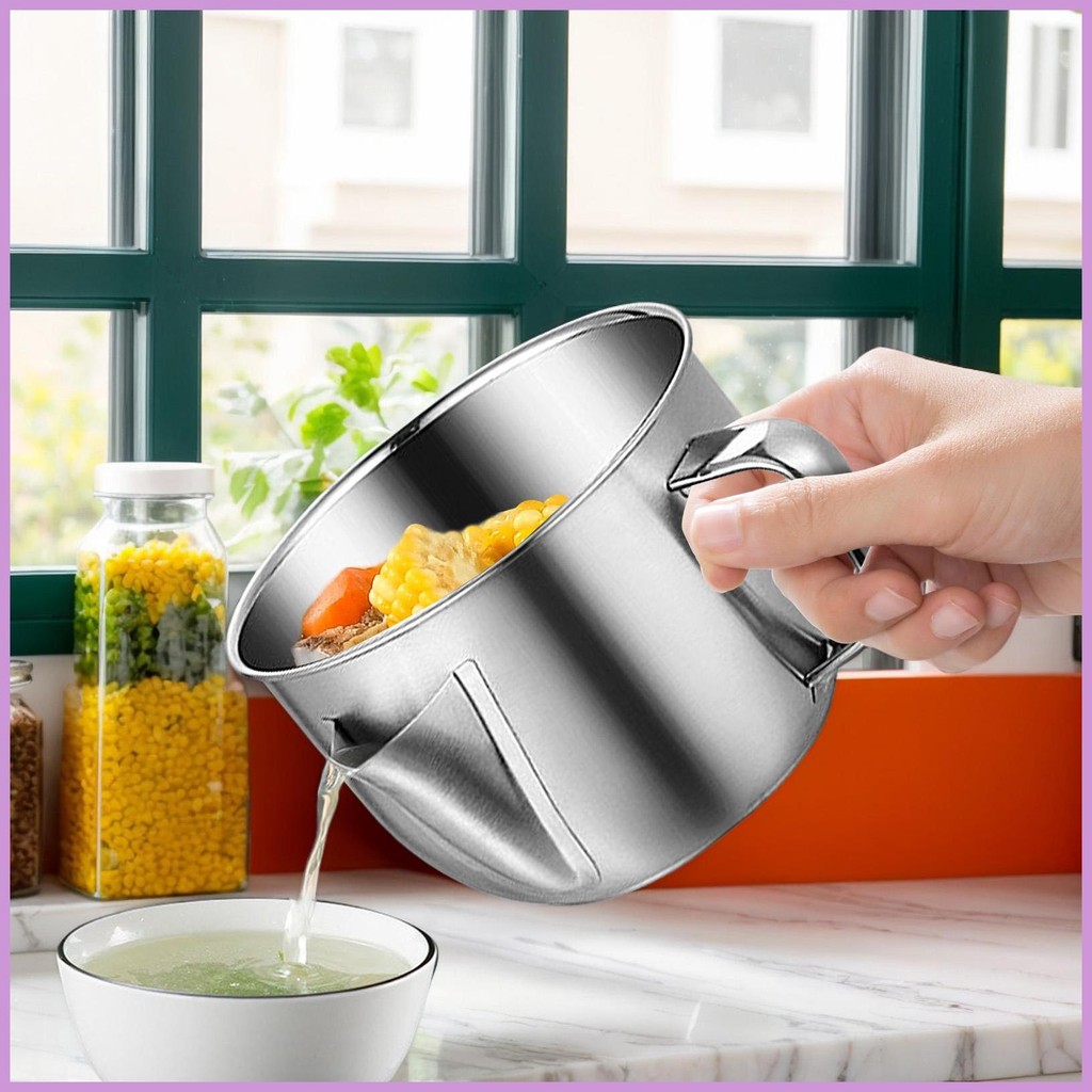 Fat Separator Stainless Steel Gravy Strainer and Fat Separator with Lid ...