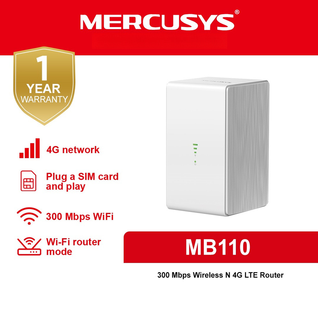 Mercusys | MB110‑4G | Openline | 4G | LTE | Wi‑Fi | SIM | Plug & Play ...