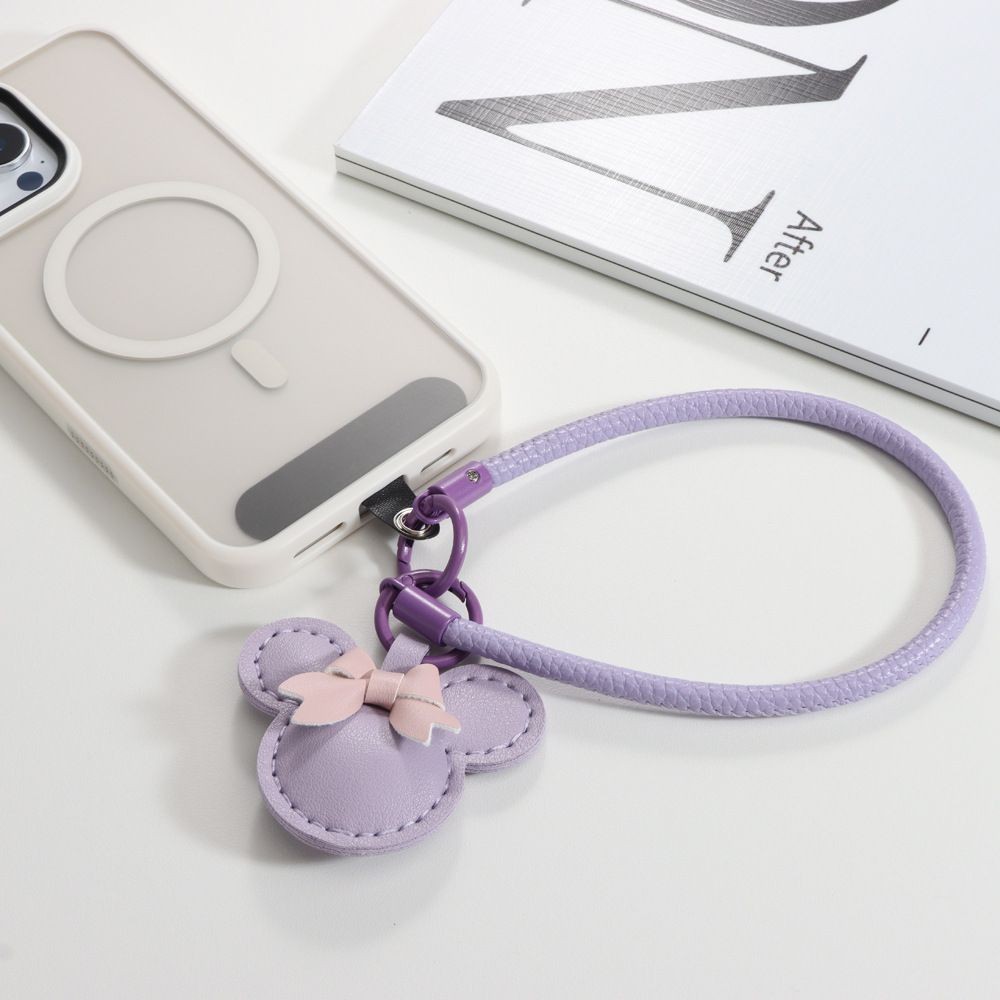 Leather Bow Pendant Phone Case Creative Lanyard Portable Wrist Short ...