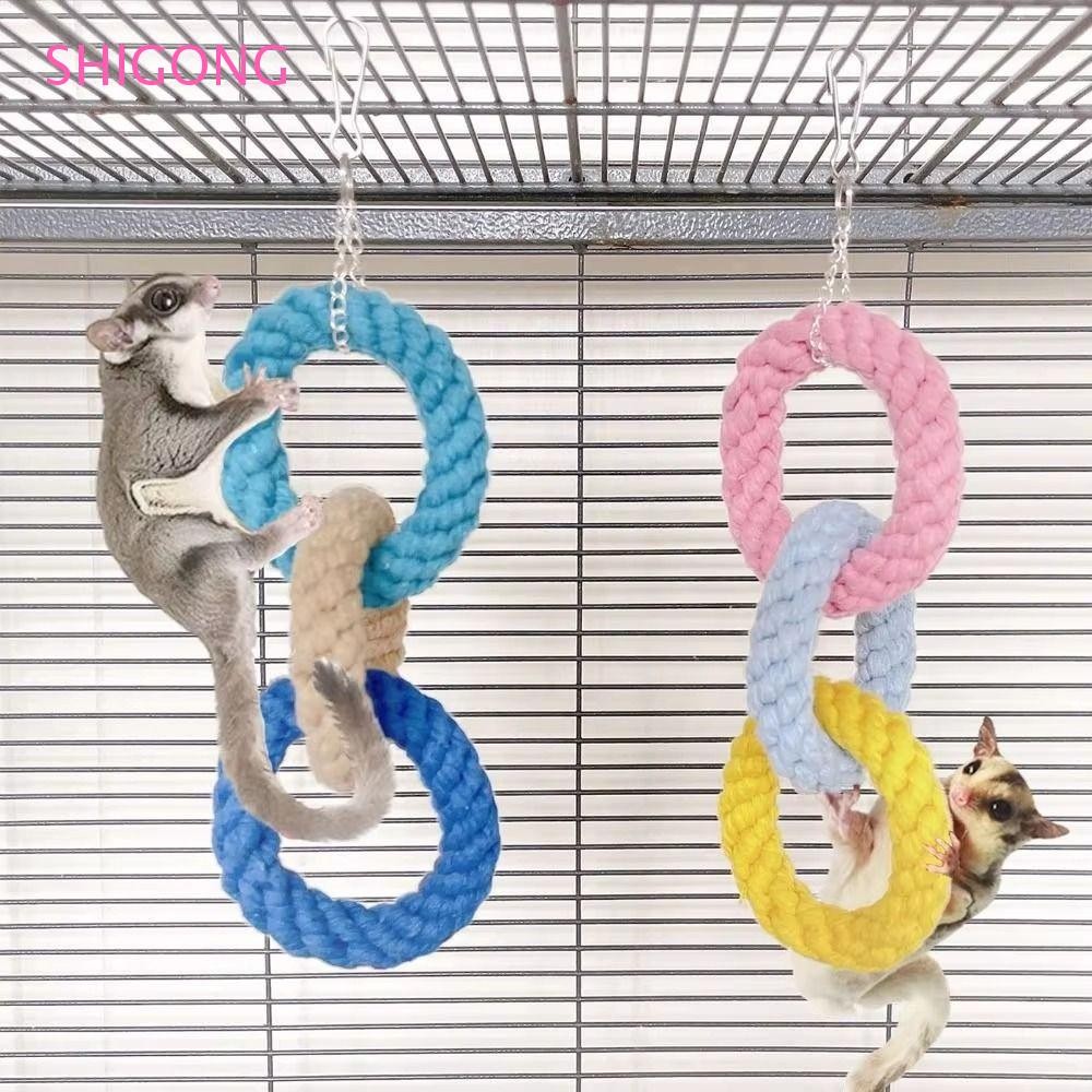 SHIGONG Hamster Climbing Rope Toys, Chew-Proof Colorful Bird Rope Swing ...