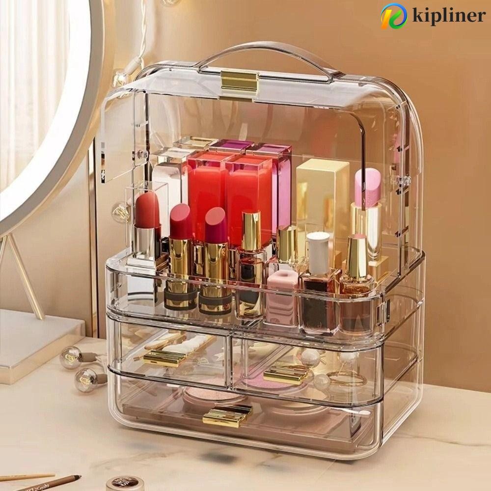 KIPLINER Cosmetics Storage Box, Drawer Style with Lid and Handle Makeup ...