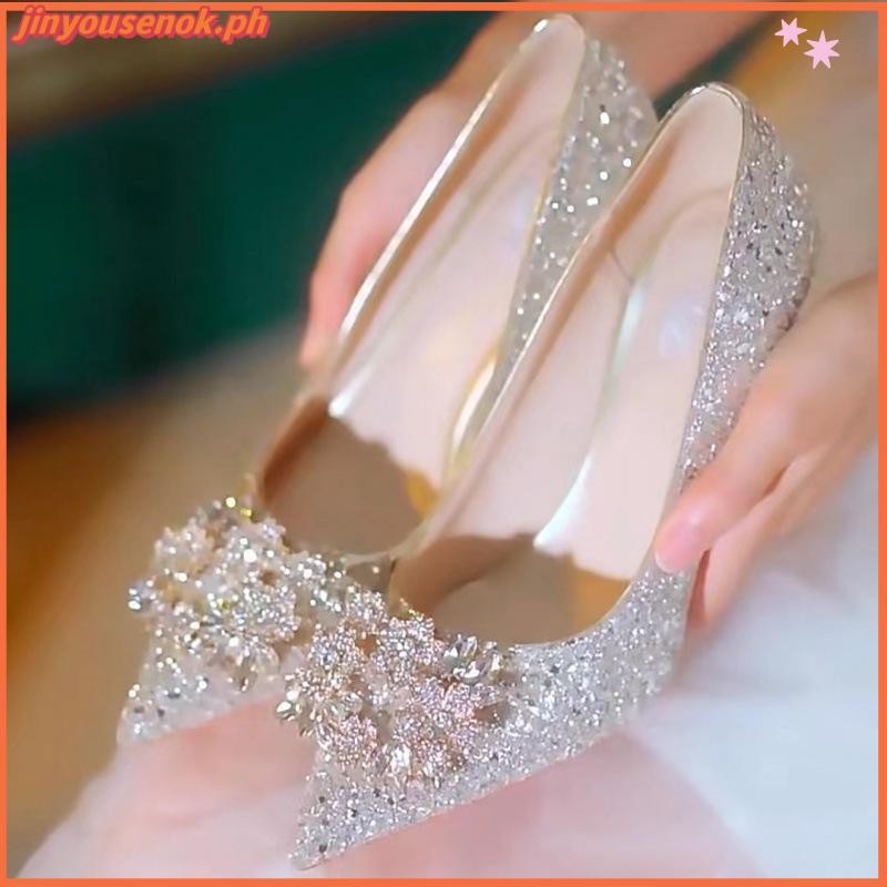 Elegant Spring Wedding Shoes with Sparkling Rhinestones and Pointed Toe ...