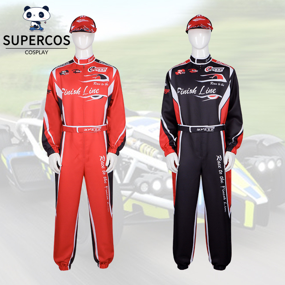 Racing Car Suit Cosplay Costume Jumpsuit with Hat Racing Uniform Events ...