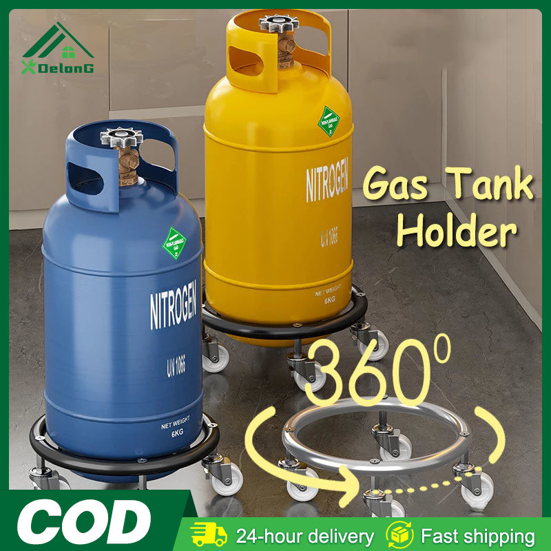 HomeSari Gas Tank Holder with wheels Landege Gasul Stand Moveable ...