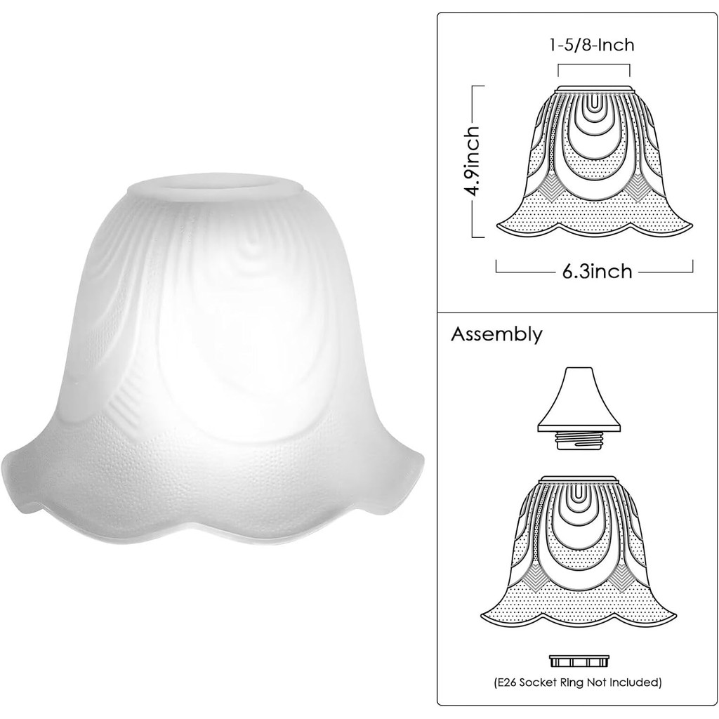 Glass Shade Light Fixture Accessory, Replacement Glass Lampshade with ...