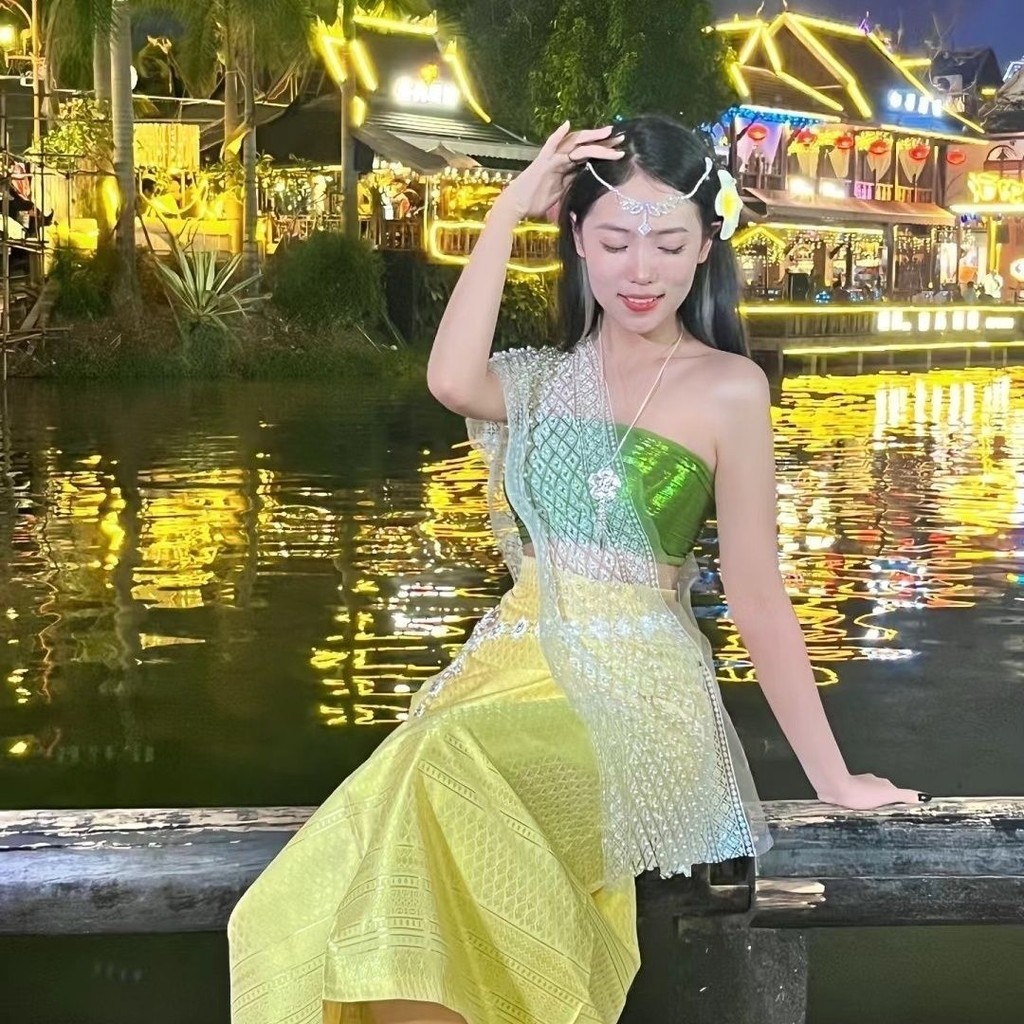thailand costume for women Luxury Thai Women's Vintage Dress Thailand Traditional  Clothing 3-piece Set Vietnamese Dresses Slim and Sexy Yukata Dai Costume |  Shopee Philippines