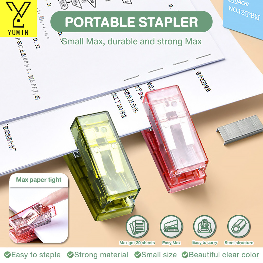 【Free box】Transparent Mini Stapler Small Portable Stapler Office School ...