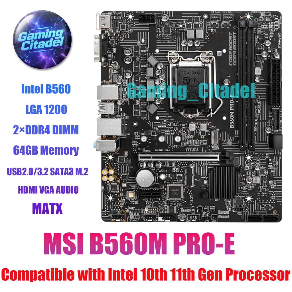 Used MSI B560M PRO-E MATX DDR4 LGA 1200 Motherboard B560 Chipset ...