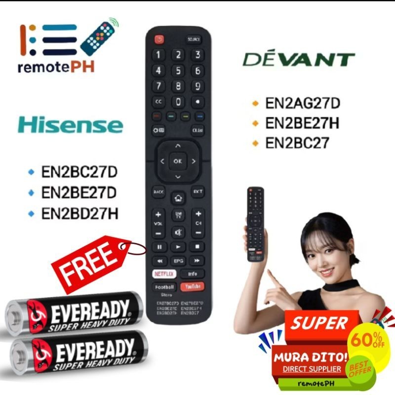 Devant Hisense Smart TV remote control Original EN2BD27H EN2BC27 ...
