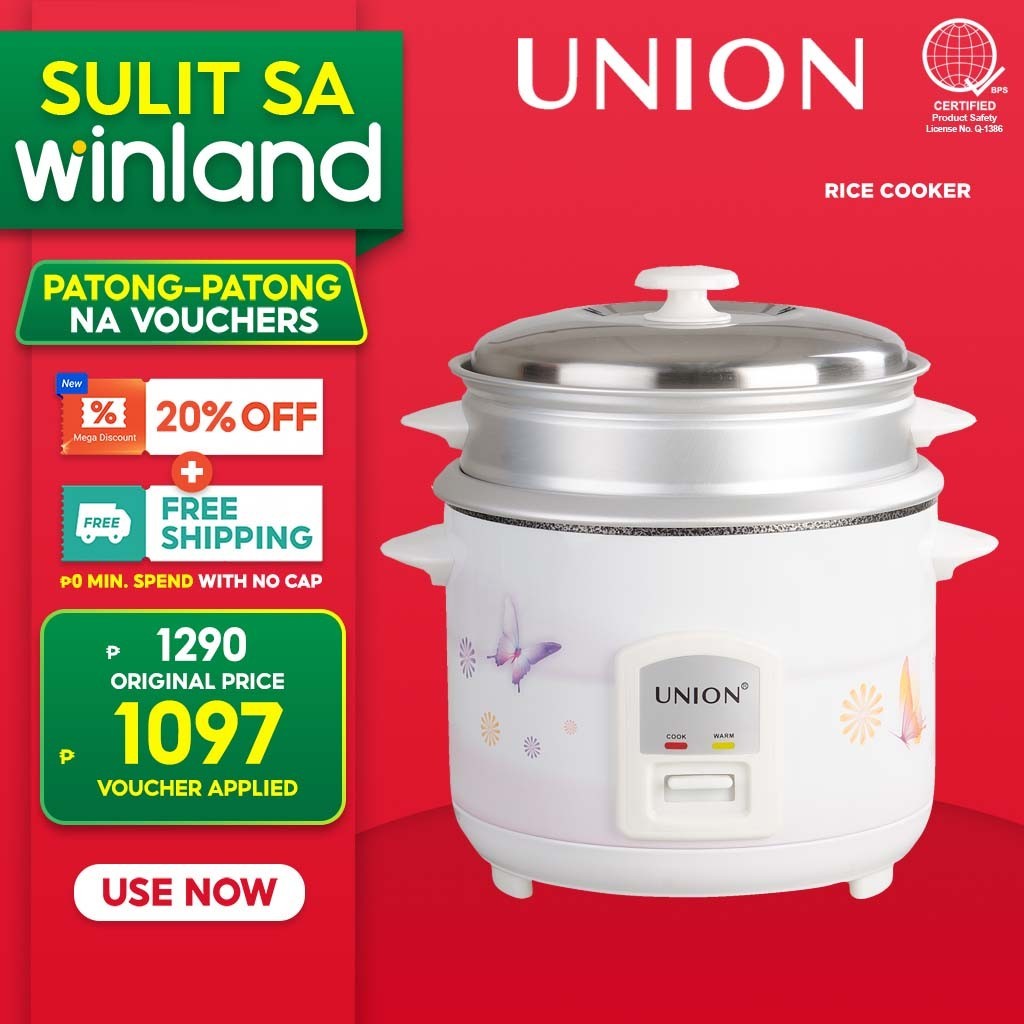 Union by Winland 1.8L Stainless Steel Classic Rice Cooker and Warmer ...