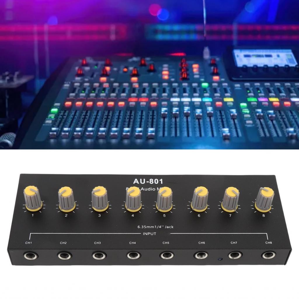Microphone Amplifier 8 Input 1 Output Music Instrument Mixer Portable ...