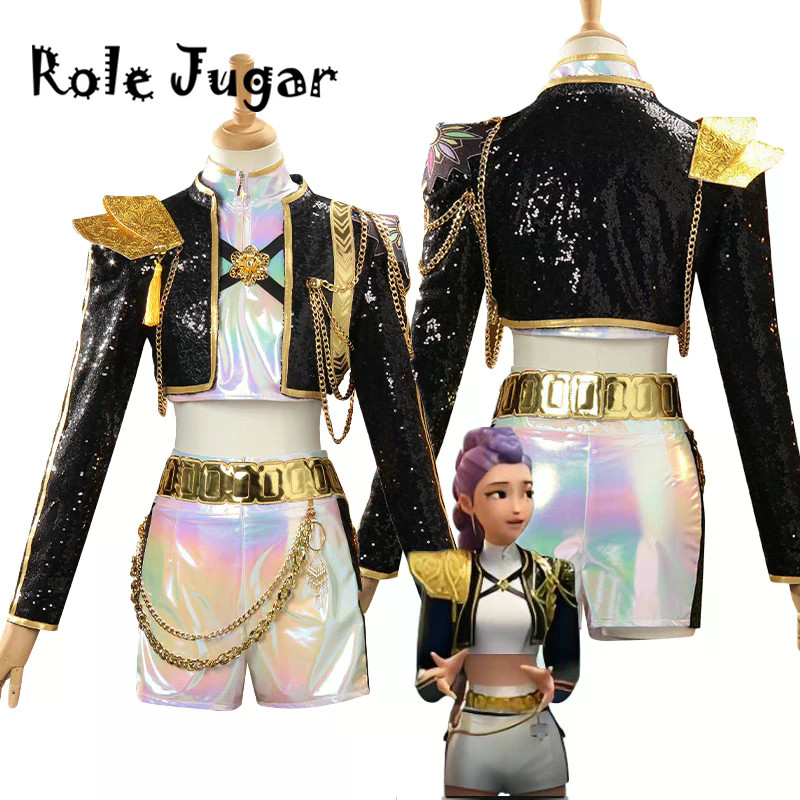 Kpop Rumi Cosplay Costume Female Demon Hunters Singer HUNTRIX Black ...