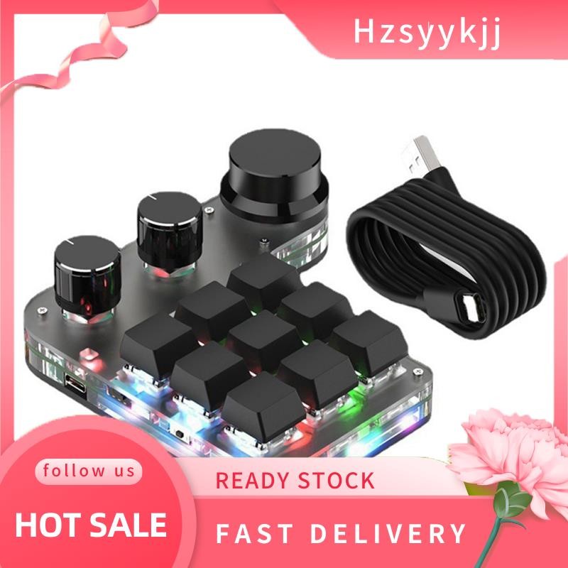 【hzsyykjj】Mechanical Custom Macro Keyboard Hot Swap Mini 9 Keys 3 Knob ...